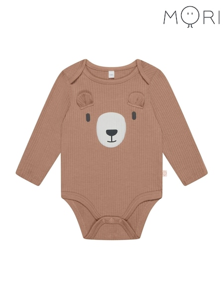 Body MORI maro din bumbac organic și bambus cu fermoar - Bear (AG4228) | 107 LEI