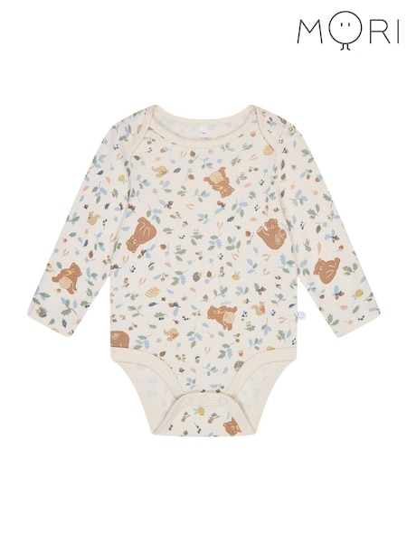 MORI Cream Organic Cotton and Bamboo Long Sleeve Bodysuit (AG4233) | CA$59