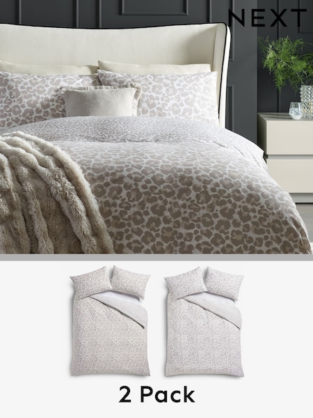 2 Pack Leopard Print Reversible Duvet Cover and Pillowcase Set (AG4318) | $43 - $95