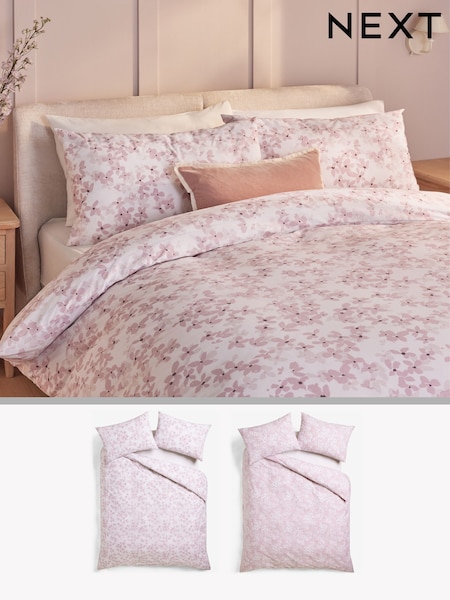 2 Pack Pink/White Ditsy Floral Reversible Duvet Cover and Pillowcase Set (AG4326) | €31 - €68