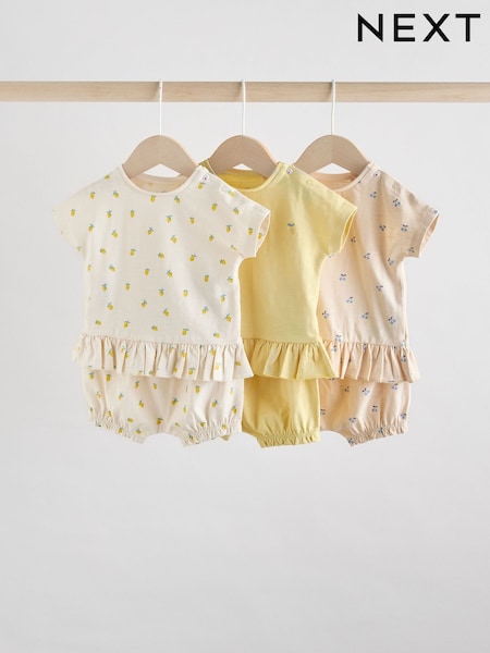 Yellow/ White Fruit - Baby Short Sleeve 100% Cotton Top and Shorts Set (AG4414) | 39 € - 41 €