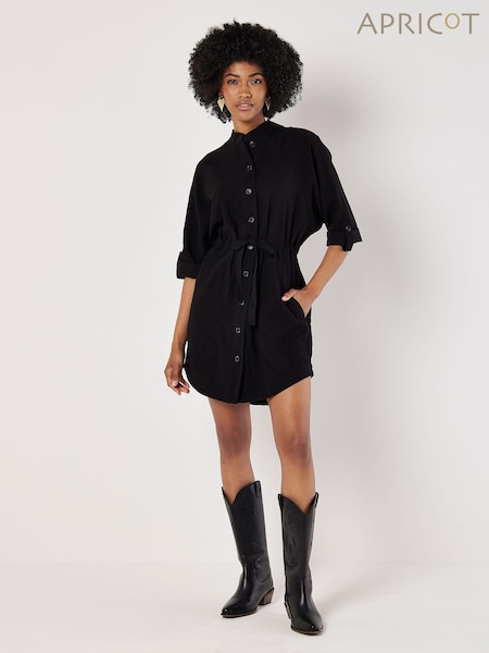 Apricot Black Drawstring Button Batwing Dress (AG4441) | €42