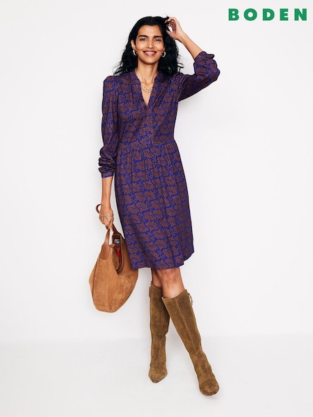 Boden Brown/Gold Tall Twisted Waist Jersey Dress (AG4450) | €57