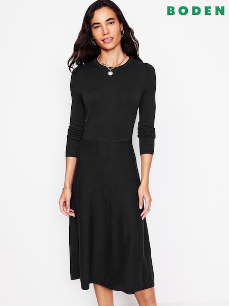 Negru/Animal - Rochie din jerse cu talie răsucită Boden (AG4487) | 573 LEI