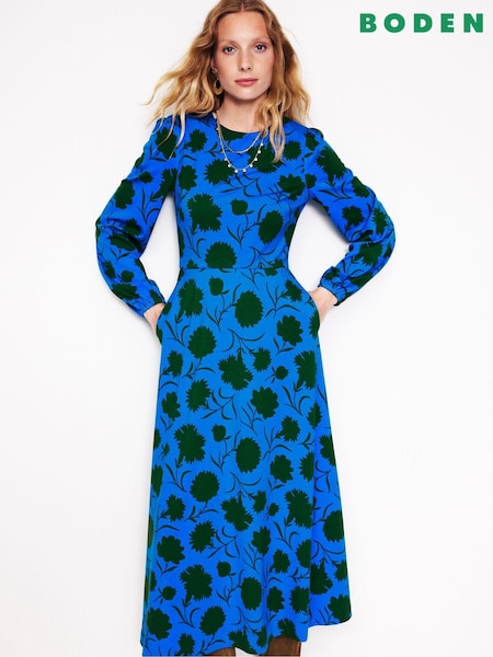 Boden 70s Blue Tall Twisted Waist Jersey Dress (AG4491) | €84