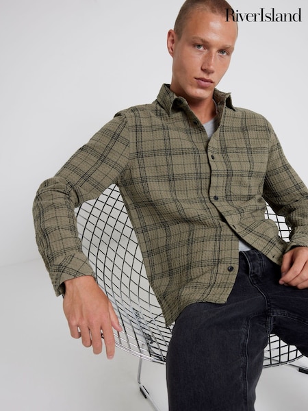 River Island Waffle 100% Cotton Check Shirt (AG4524) | 187 LEI