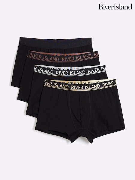 River Island Black Double Tip Boxers 4 Pack (AG4534) | €16