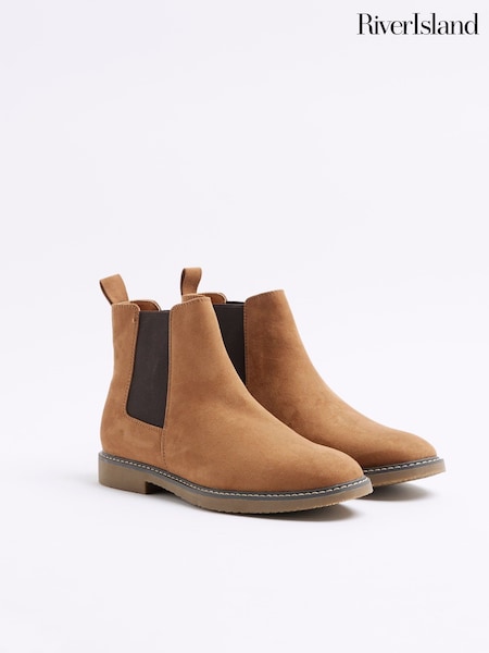 Brun - River Island Crepe Sole Chelsea Boots (AG4544) | kr665