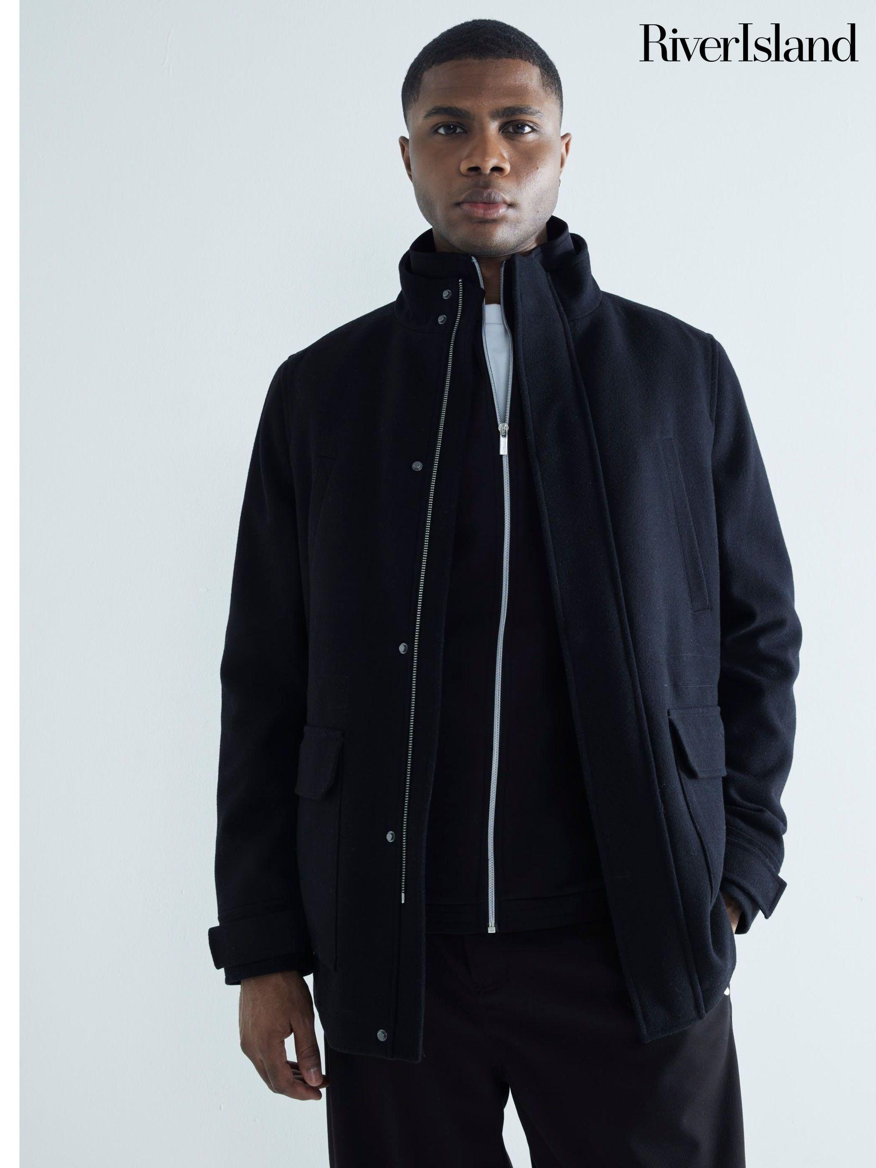 Men s River Island Black Coatsandjackets Next Luxembourg