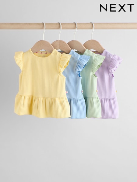 Mehrfarbig, Pastellfarben - 4-pack Short Sleeve Baby Ribbed Top (AG4648) | 26 € - 28 €