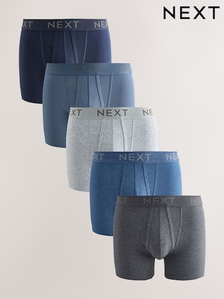 Blue/Grey/Black 5 Pack A-Front Cotton Rich Boxers (AG4666) | € 23