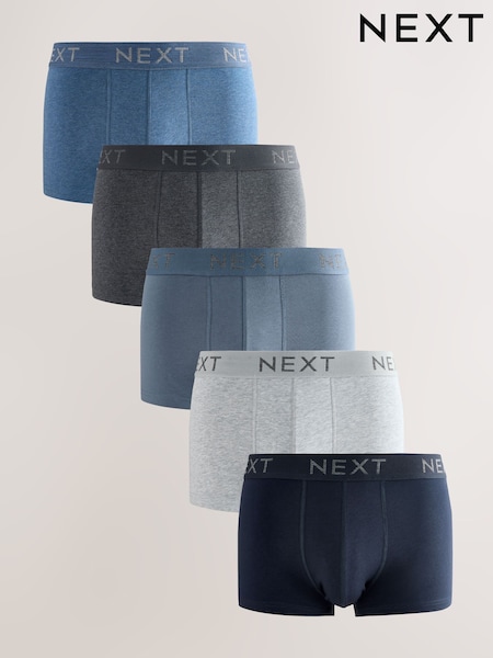 Blue/Grey Hipster Boxers 5 Pack (AG4667) | AED118