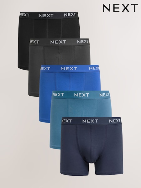 Blue Cotton Rich Trunk Boxers 5 Pack (AG4676) | €33