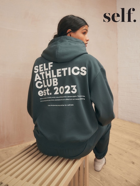 self. Teal Blue Graphic Hoodie (AG4677) | ₪131