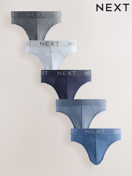 Blue/Grey 5 Pack Cotton Rich Briefs (AG4678) | AED109