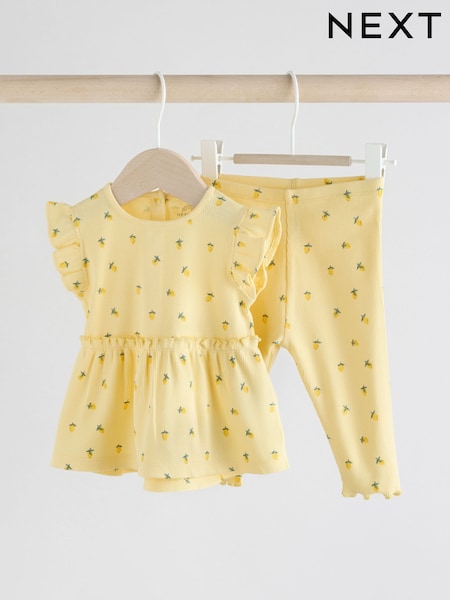 Yellow Lemon Baby Short Sleeve Frill Top and Leggings Set 2 Piece (AG4706) | kr184 - kr217