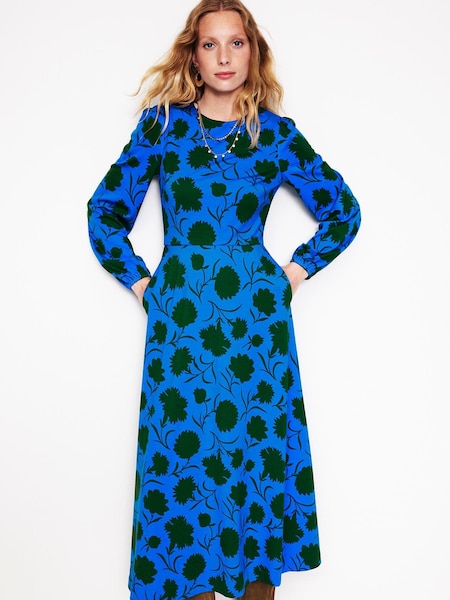 Boden 70s Blue Petite Twisted Waist Jersey Dress (AG4714) | €84