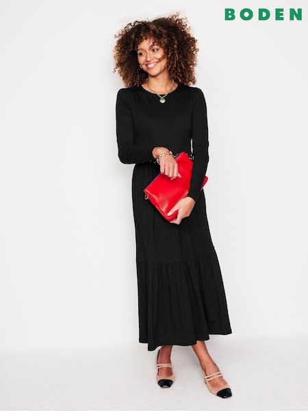 Boden Black/Berry Petite Twisted Waist Jersey Dress (AG4715) | €57