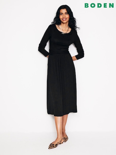 Boden Dark Black Petite Twisted Waist Jersey Dress (AG4725) | €46