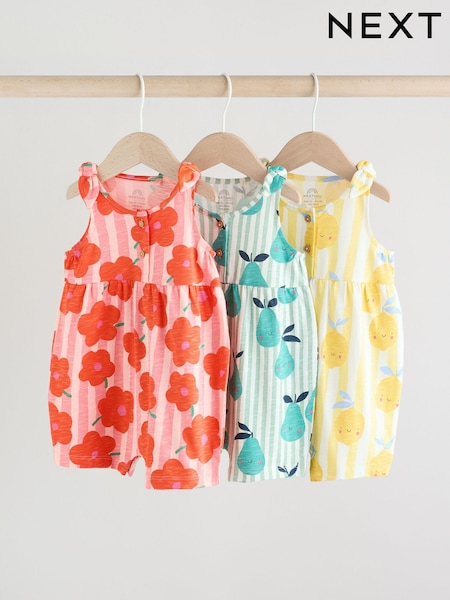 Multicolour Fruit Printed - 100% Cotton Baby Jersey Rompers 3 Pack (AG4752) | 25 € - 30 €