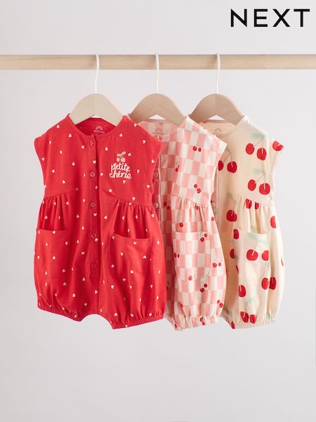 Rot und Ecru Kirsche - Baby Rompers 3 Pack (AG4754) | 30 € - 35 €
