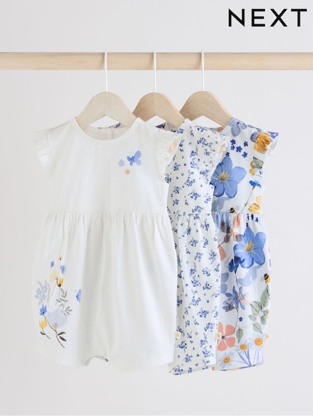 Floral azul - Baby Printed Rompers 3 Pack (AG4757) | 26 € - 32 €
