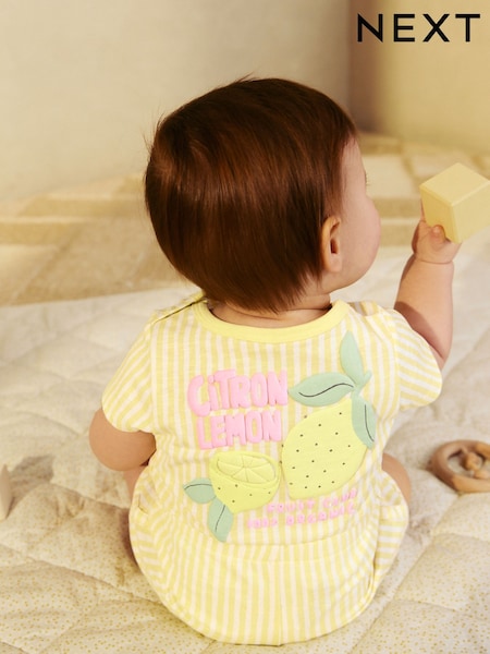 Yellow Stripe Lemon Fruit Jersey Baby Romper (AG4765) | €14 - €19