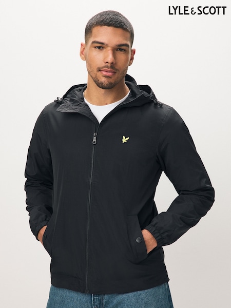 Lyle & Scott Black Zip Through Hooded Jacket (AG4808) | ₪453