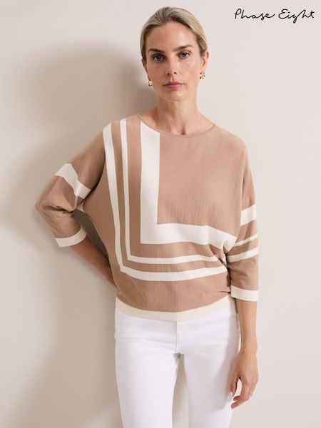 Phase Eight Natural Geri Geo Lined Knit Top (AG4814) | AED230