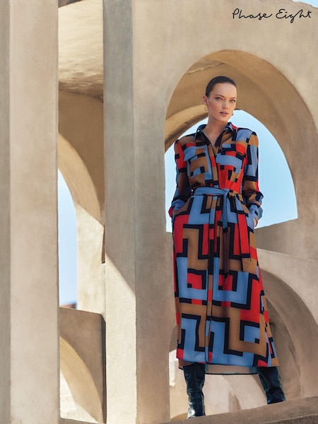 Phase Eight Black Amita Geo Shirt Dress (AG4817) | 446 QAR
