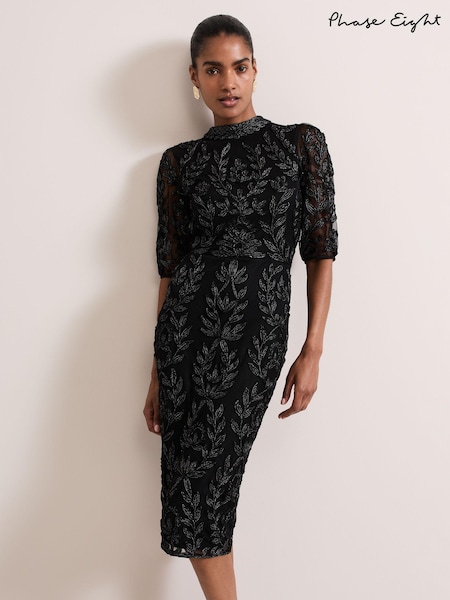Phase Eight Black Misha Tapework Shimmer Dress (AG4834) | €140