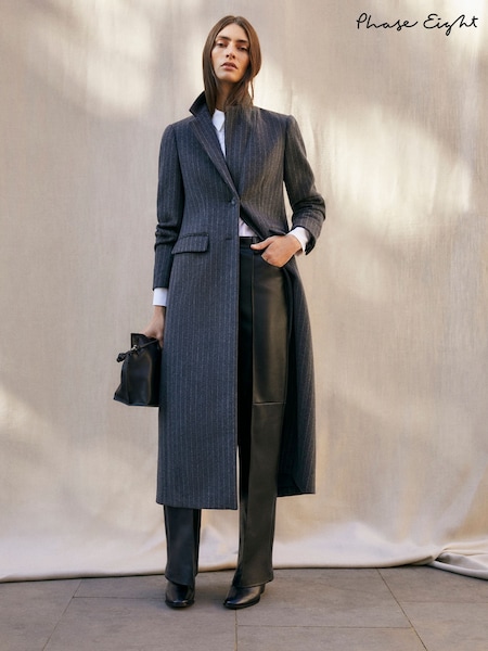 Phase Eight Grey Petite Lydia Long Wool Coat (AG4840) | €121