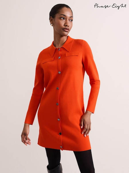 Phase Eight Orange Azealia Fine Knit Collared Tunic Dress (AG4841) | AED320