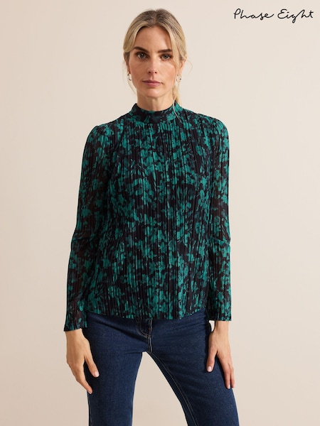 Phase Eight Blue Dina Printed Mesh Top (AG4852) | €41.50