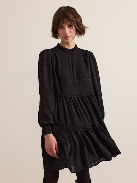 Phase Eight Black Shreya Check Swing Mini Dress (AG4857) | €50