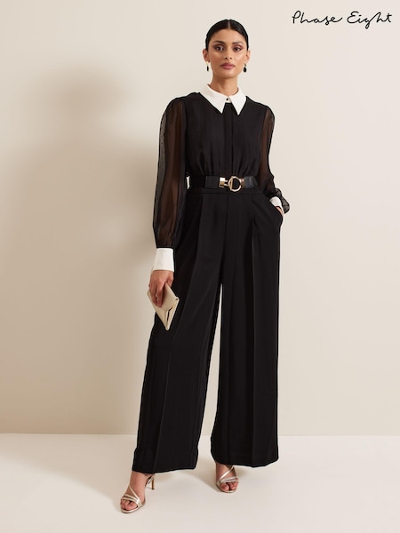 Phase Eight Black Nerissa Collar Shirt Jumpsuit (AG4860) | €128
