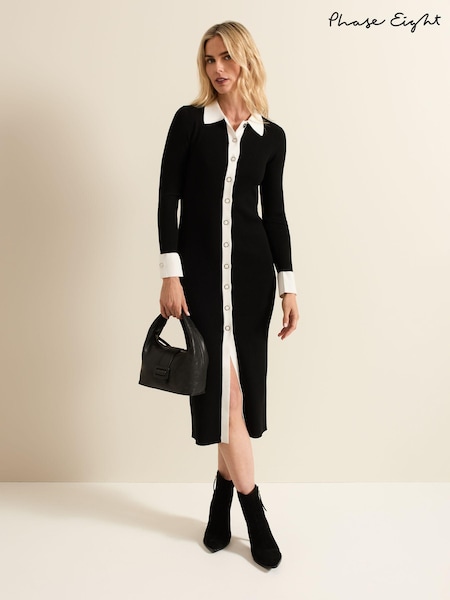 Phase Eight Black Jennifer Tube Shirt Dress (AG4861) | AED346
