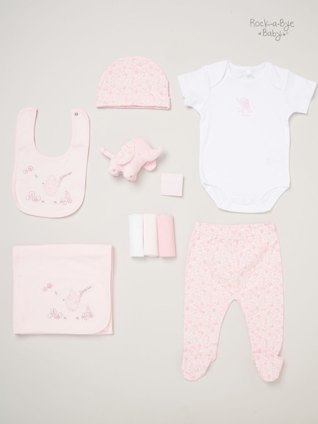 Rock-A-Bye Baby Boutique Pink 100% Cotton Print Gift Set 10 Piece (AG4957) | €45