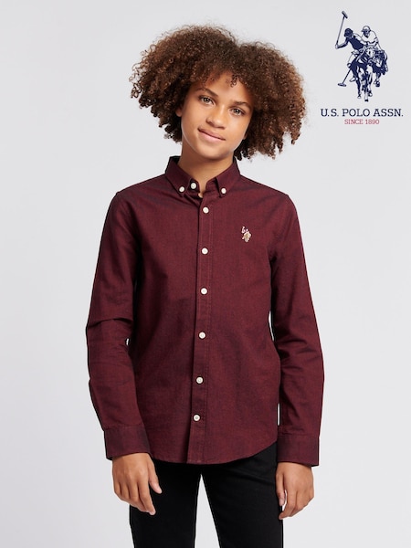 U.S. Polo Assn. Burgundy Red Peached Boys Oxford 100% Cotton Shirt (AG5077) | €23 - €28