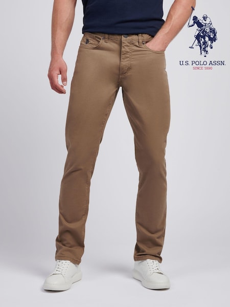U.S. Polo Assn. Brown/Cream Core 5 Pocket Mens Trousers (AG5089) | R$ 640