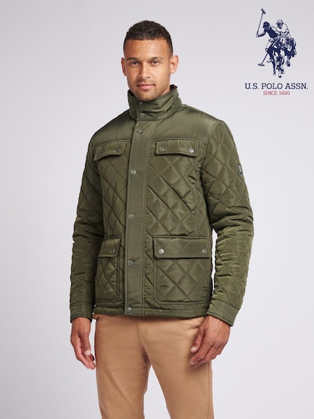 U.S. Polo Assn Green U.S. Polo Assn. Mens Diamond Quilted Funnel Black Jacket (AG5092) | €166