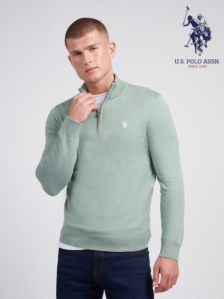 Зелений - U.S. Polo Assn. Mens стандартний крій комір-воронка Quarter Zip джемпери (AG5093) | 4 206 грн