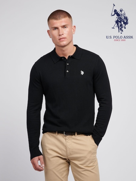 U.S. Polo Assn. Black U.S. Polo Assn. Mens Long Sleeve Knitted Polo Shirt (AG5101) | €93