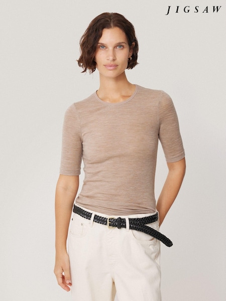Jigsaw Cream Merino Half Sleeve T-Shirt (AG5149) | €37