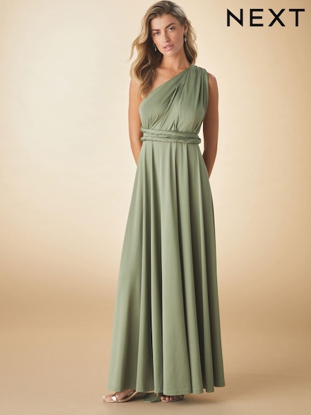 أخضر زيتوني - Jersey Multiway Bridesmaid Wedding Maxi Dress (AG5163) | ‏33 ر.ع.‏