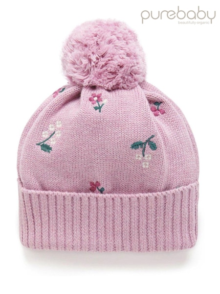Purebaby Pink Embroidered Beanie (AG5182) | €12.50