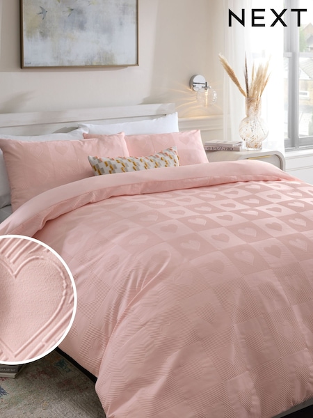 Pink Heart Textured Duvet Cover and Pillowcase Set (AG5269) | €35 - €73