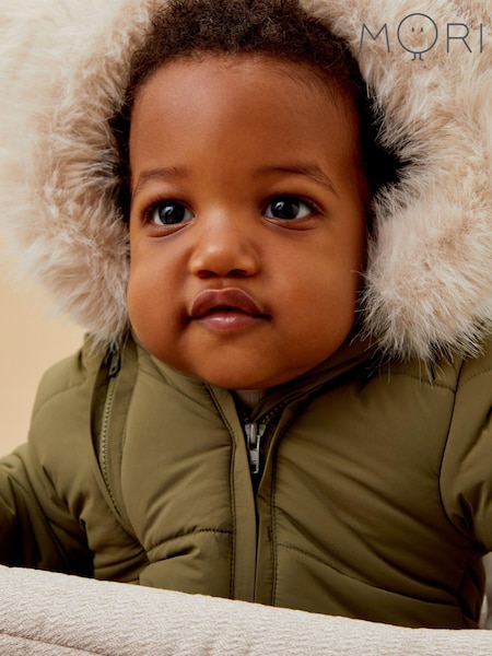 MORI Recycled Faux Fur Lined Cosy Zip Up Snowsuit (AG5348) | €95