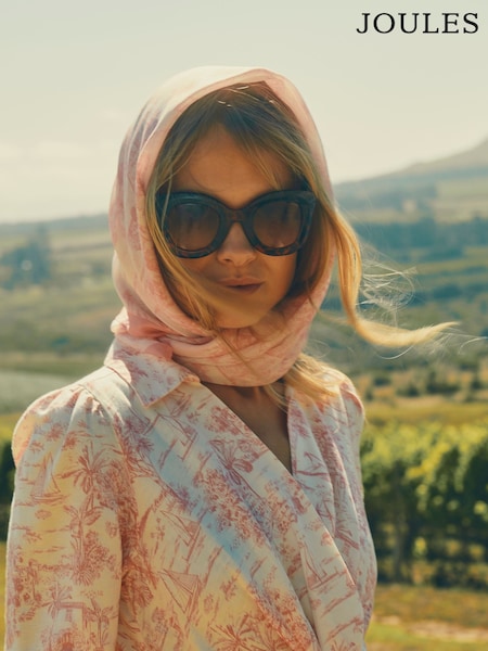 Joules Abberton Pink & White Lightweight Printed Scarf (AG5419) | €18.95