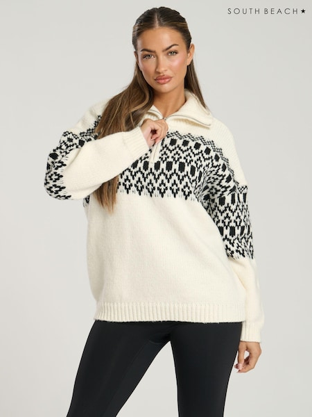 South Beach Fairisle Pattern Half Zip Jumper (AG5434) | 208 LEI
